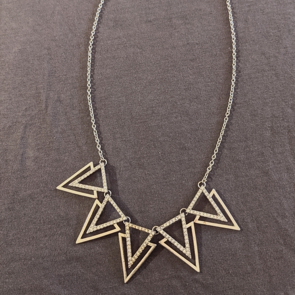 Silver geometric statement necklace - Picture 2 of 5